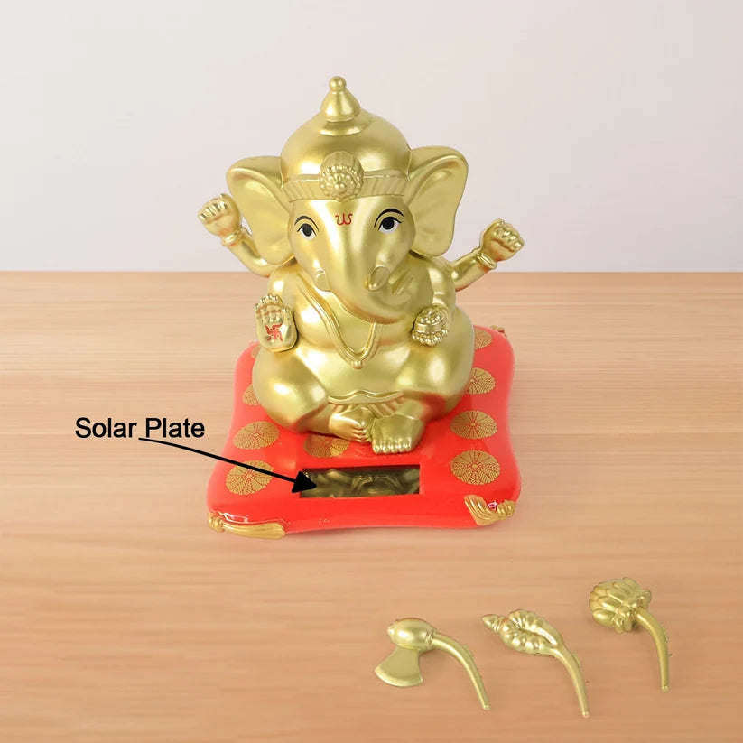 Large Lord Ganesha Idol – Decorative Religious Statue with Solar-Powered Base