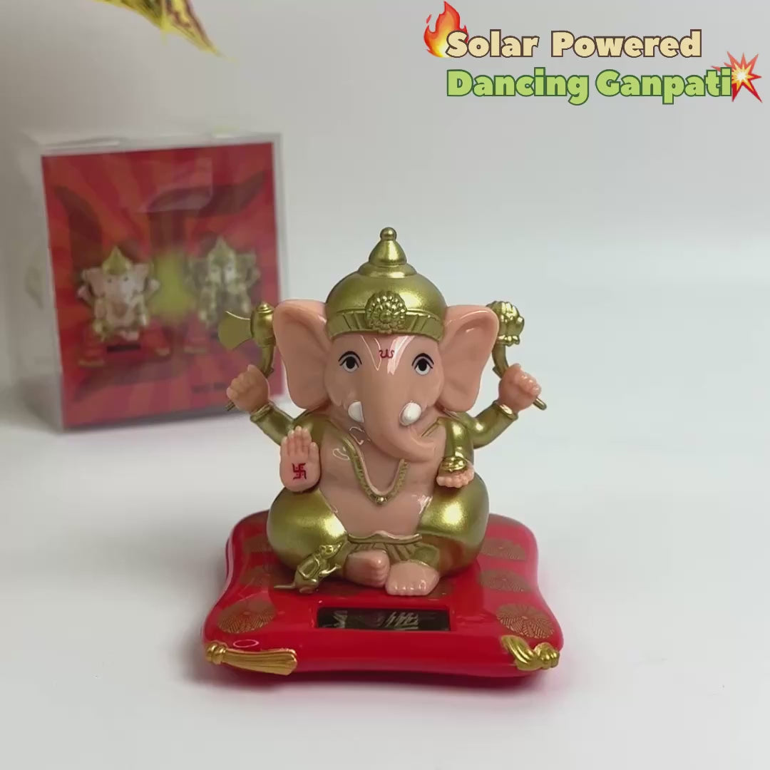 Lord Ganesh Idol with Solar-Powered Base – Medium Decorative Statue